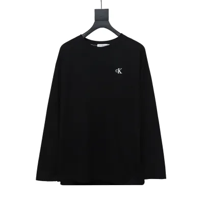  Calvin Klein CK small label basic round neck Long-Sleeve T-shirt black 01