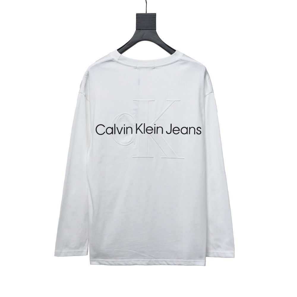 Calvin Klein CK small label basic round neck Long-Sleeve T-shirt white