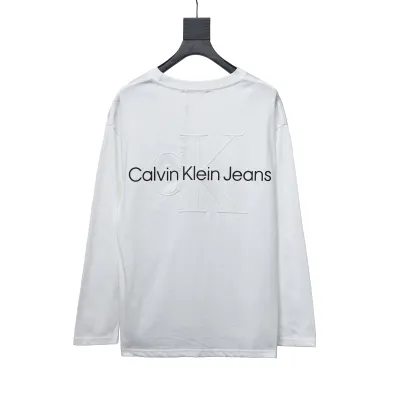  Calvin Klein CK small label basic round neck Long-Sleeve T-shirt white 02