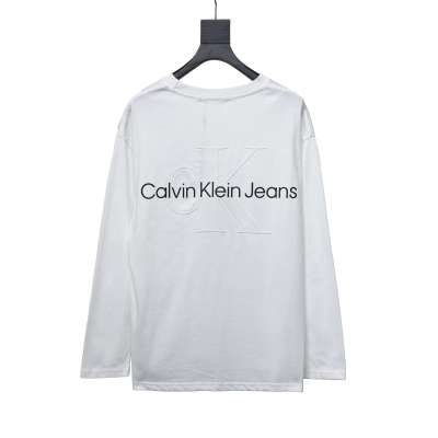 Calvin Klein CK small label basic round neck Long-Sleeve T-shirt white 02