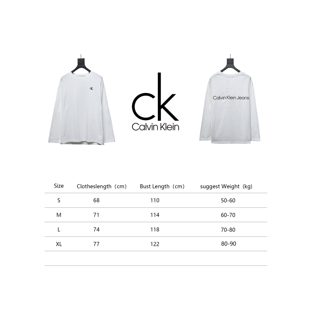 Calvin Klein CK small label basic round neck Long-Sleeve T-shirt white