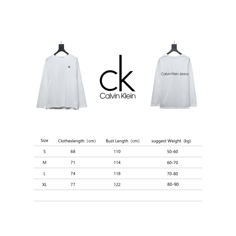 Calvin Klein CK small label basic round neck Long-Sleeve T-shirt white