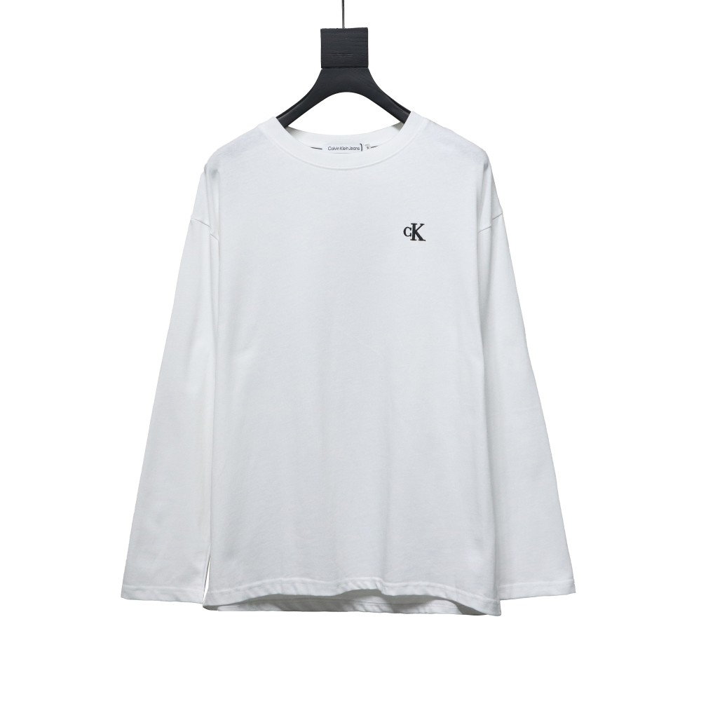 Calvin Klein CK small label basic round neck Long-Sleeve T-shirt white