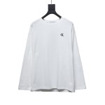 Calvin Klein CK small label basic round neck Long-Sleeve T-shirt white