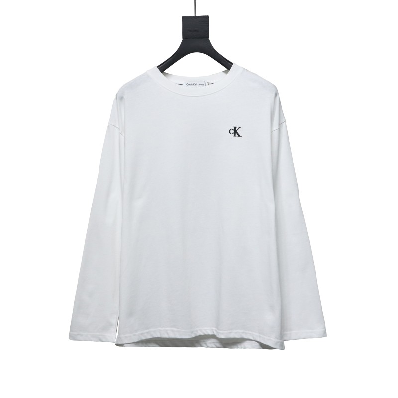 Calvin Klein CK small label basic round neck Long-Sleeve T-shirt white