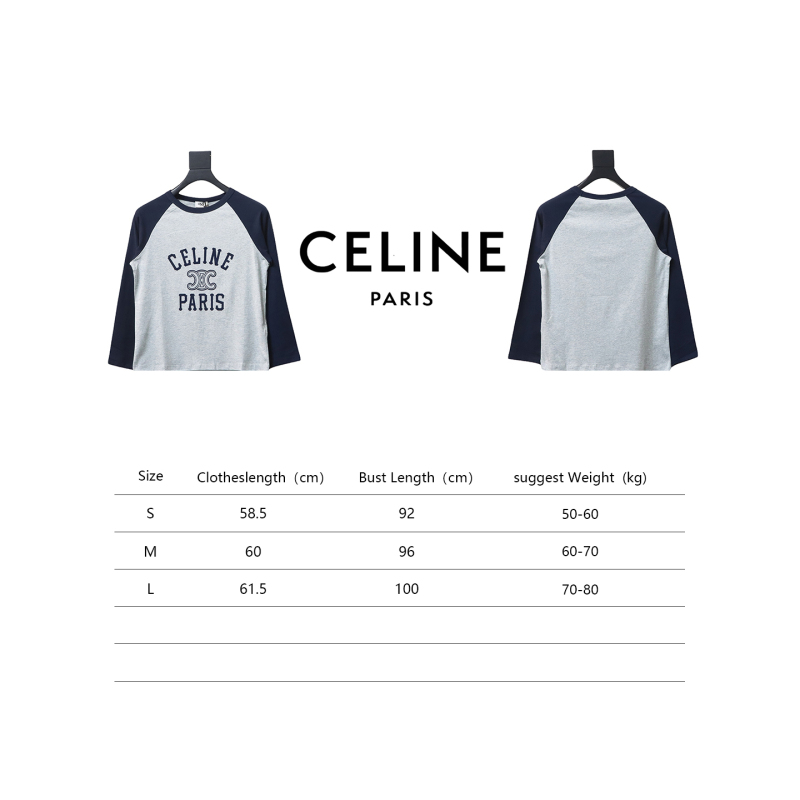 Celine 24FW flocked letter patchwork long-sleeve T-shirt 1901