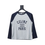Celine 24FW flocked letter patchwork long-sleeve T-shirt 1901