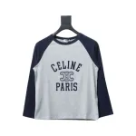  Celine 24FW flocked letter patchwork long-sleeve T-shirt 1901