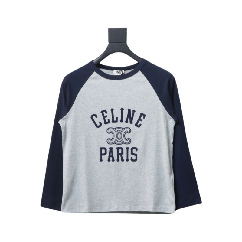 Celine 24FW flocked letter patchwork long-sleeve T-shirt 1901