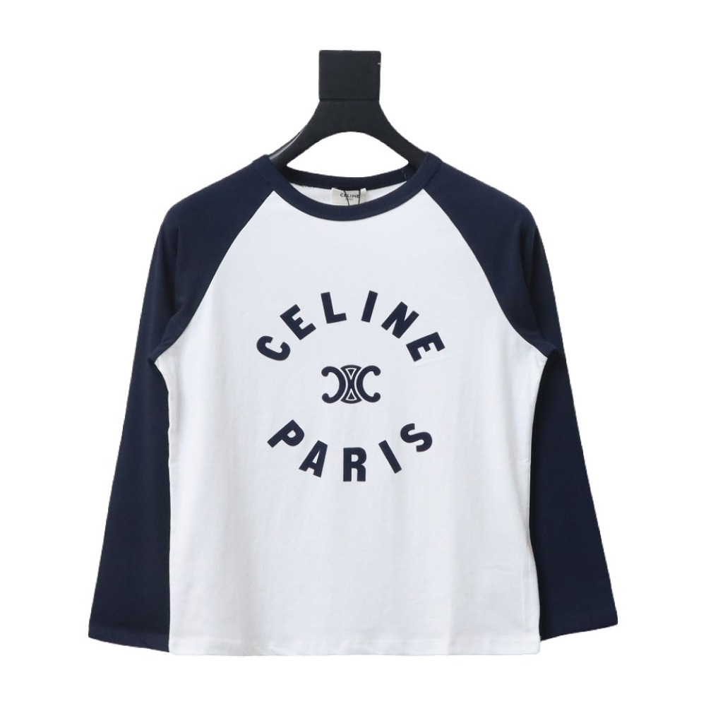 Celine 24FW flocked letter patchwork long-sleeve T-shirt 1902