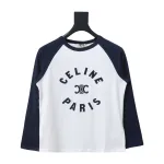  Celine 24FW flocked letter patchwork long-sleeve T-shirt 1902
