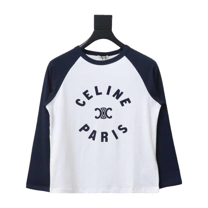 Celine 24FW flocked letter patchwork long-sleeve T-shirt 1902