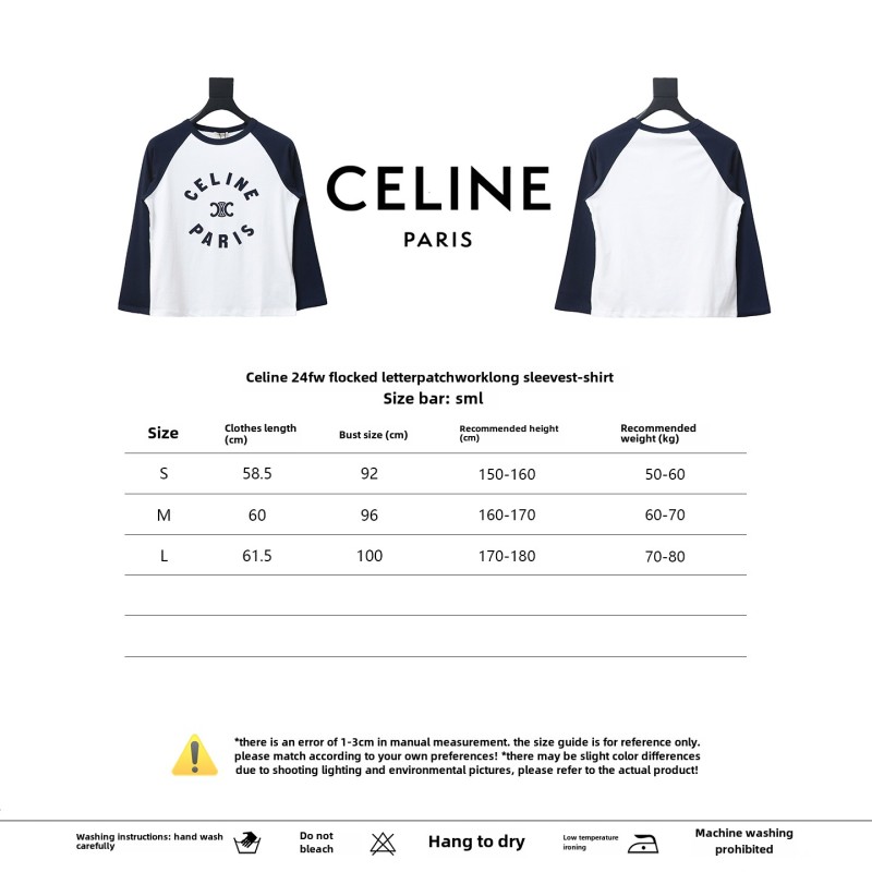 Celine 24FW flocked letter patchwork long-sleeve T-shirt 1902