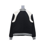 Celine 24Fw shoulder patchwork leather baseball jacket