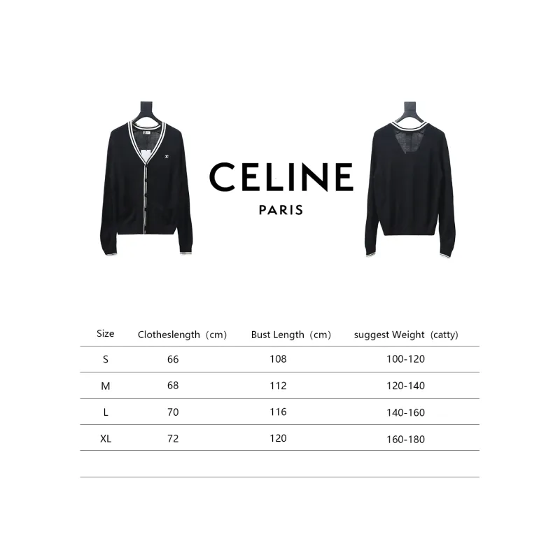  Celine 24FW small logo striped knitted cardigan Sweater