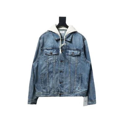 Celine CE 23FW patchwork hooded denim jacket 01