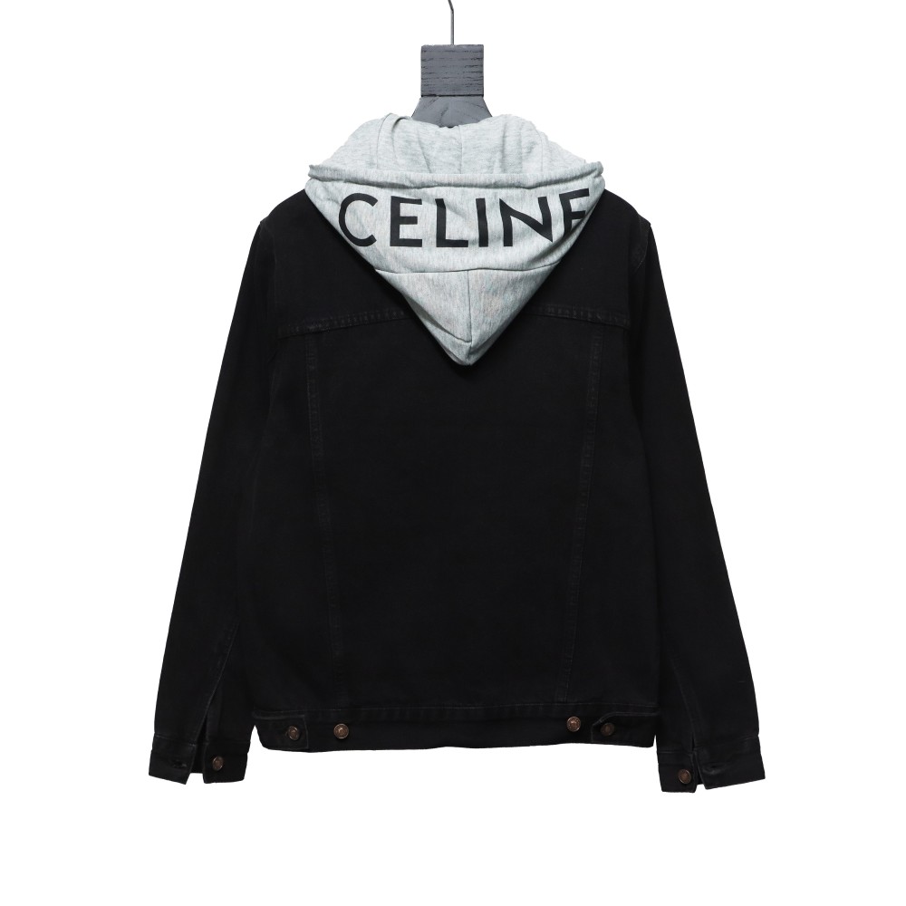  Celine fake two-piece hooded denim jacket
