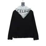  Celine fake two-piece hooded denim jacket