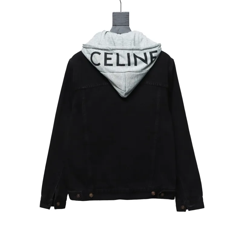  Celine fake two-piece hooded denim jacket