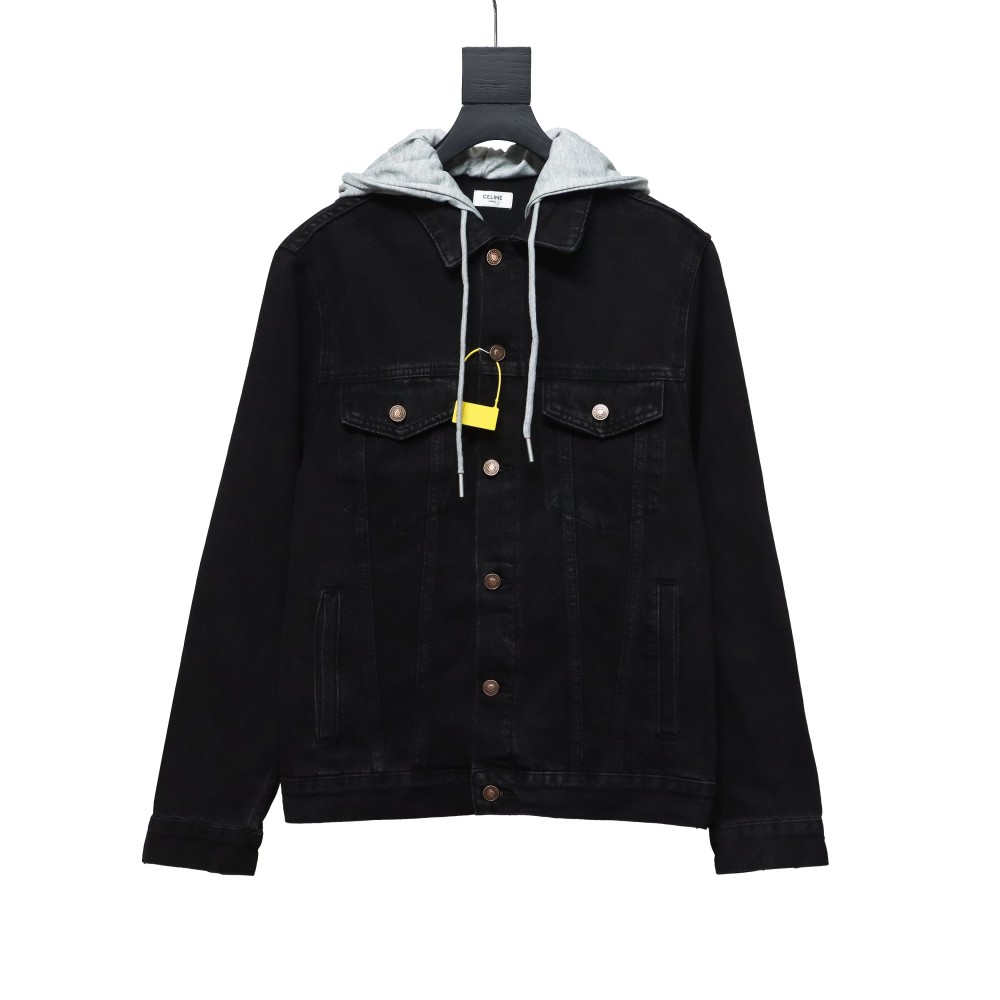  Celine fake two-piece hooded denim jacket