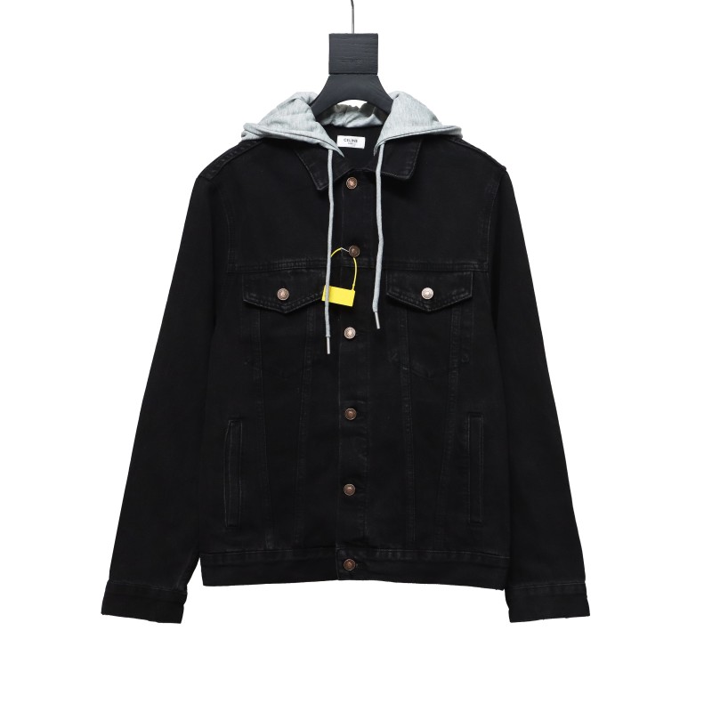  Celine fake two-piece hooded denim jacket