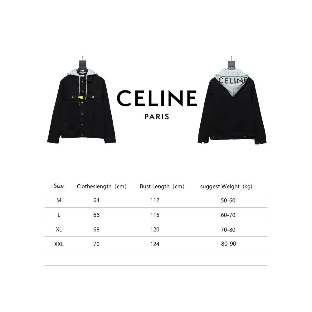  Celine fake two-piece hooded denim jacket