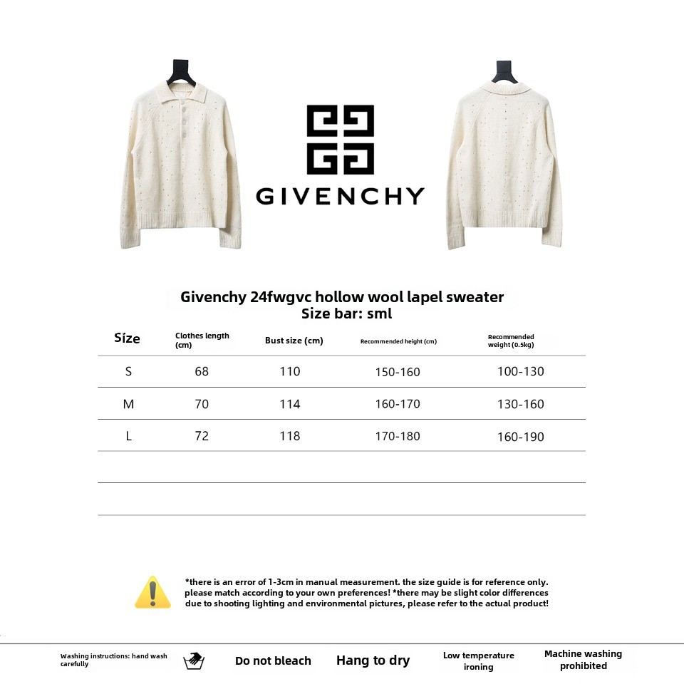  Givenchy 24FW hollow wool lapel sweater