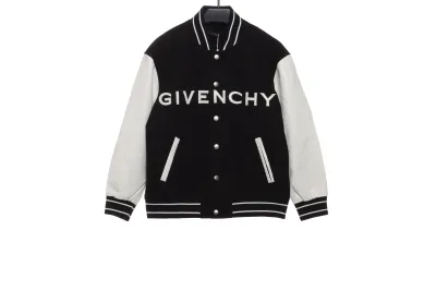 Givenchy 3D embroidered leather sleeve woolen jacket 01