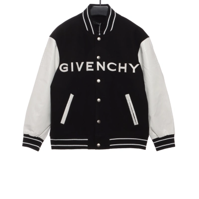Givenchy 3D embroidered leather sleeve woolen jacket 01