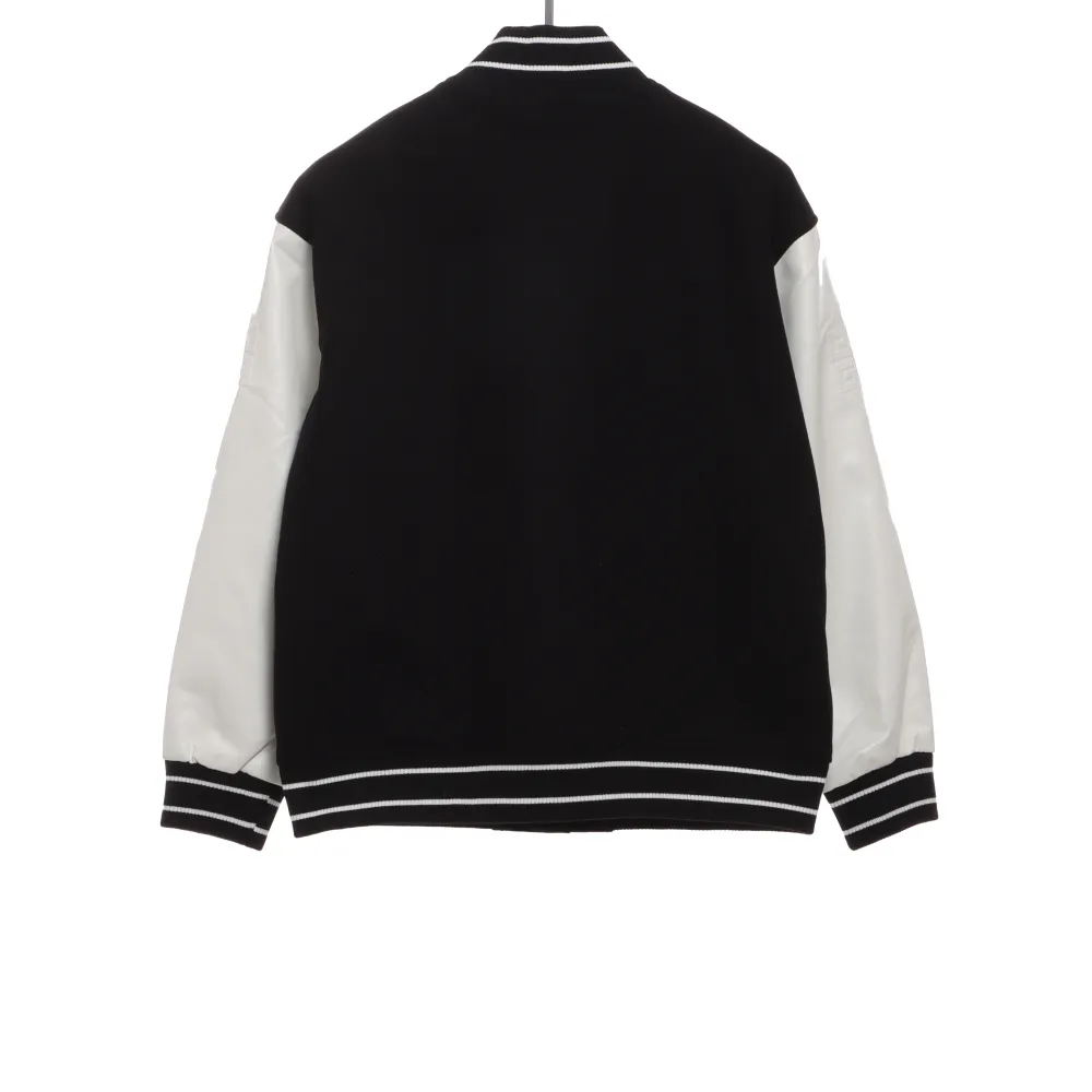 Givenchy 3D embroidered leather sleeve woolen jacket