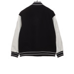  Givenchy 3D embroidered leather sleeve woolen jacket