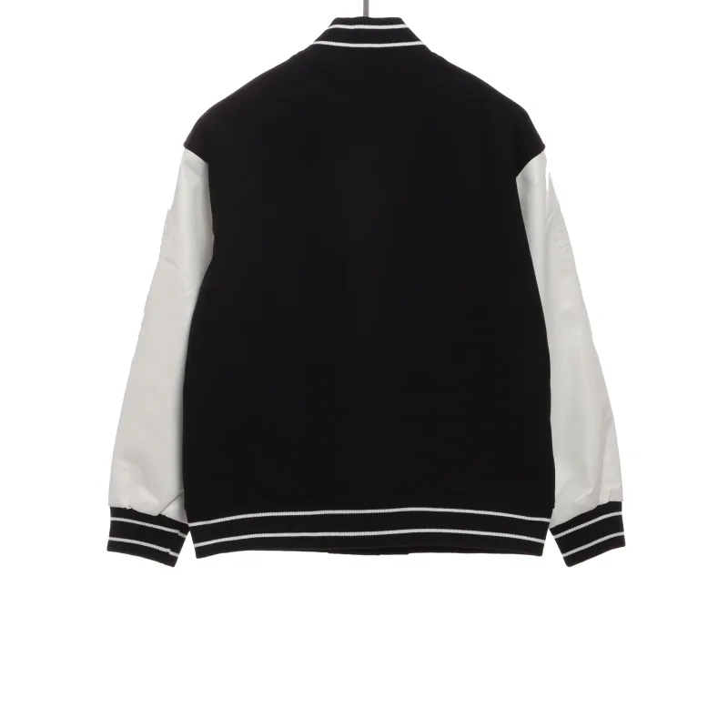  Givenchy 3D embroidered leather sleeve woolen jacket