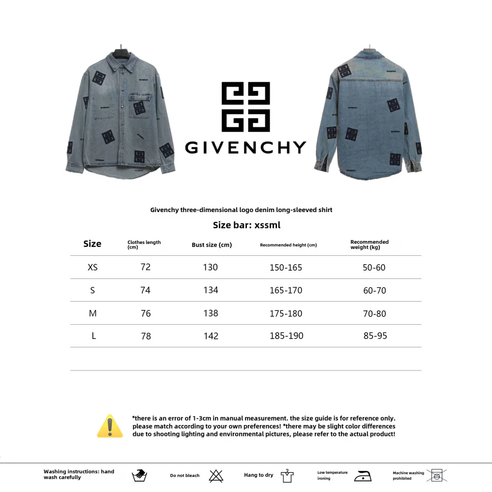  Givenchy 3D LOGO denim long sleeves Denim Jacket