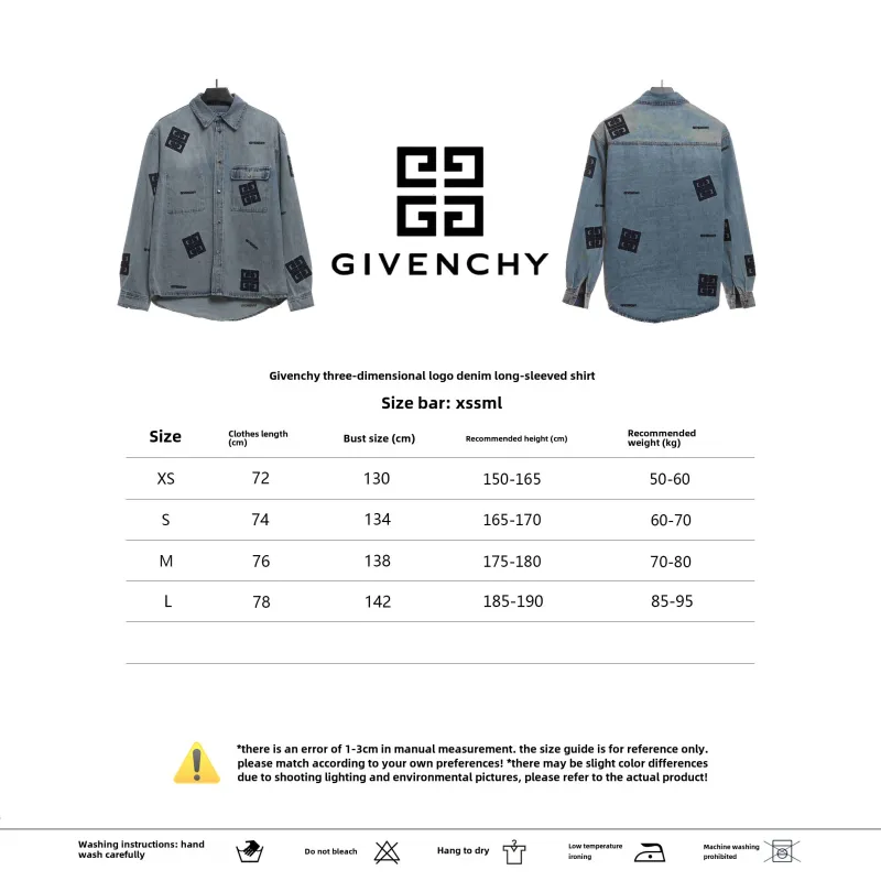  Givenchy 3D LOGO denim long sleeves Denim Jacket