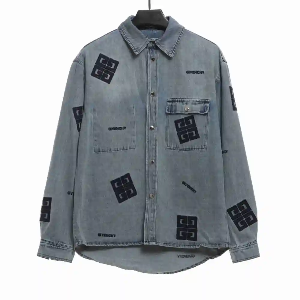  Givenchy 3D LOGO denim long sleeves Denim Jacket