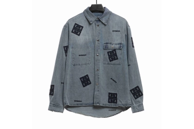 Givenchy 3D LOGO denim long sleeves Denim Jacket 01