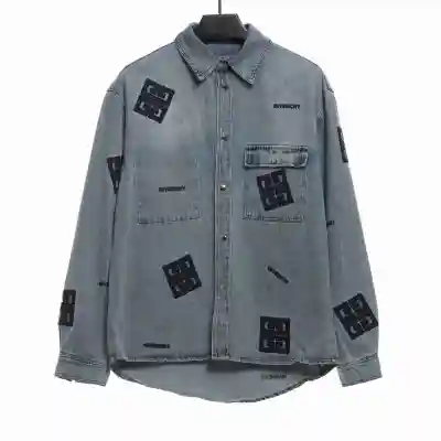 Givenchy 3D LOGO denim long sleeves Denim Jacket 01