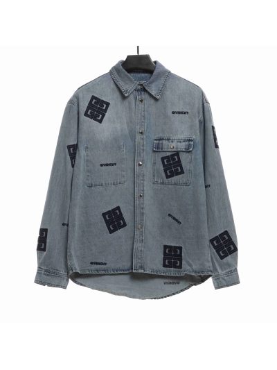 Givenchy 3D LOGO denim long sleeves Denim Jacket 01