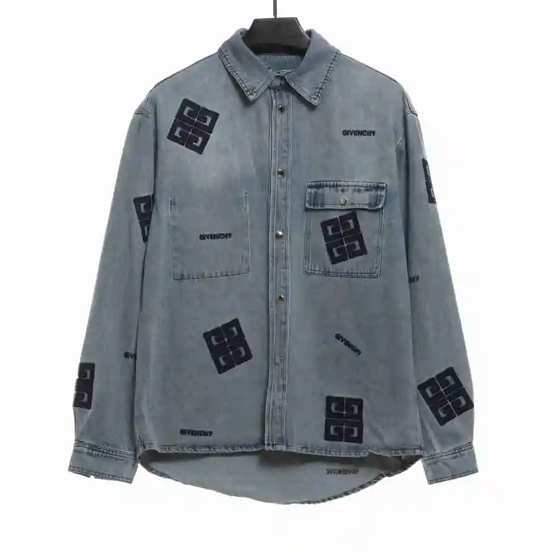  Givenchy 3D LOGO denim long sleeves Denim Jacket