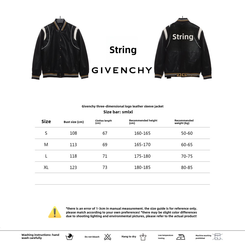  Givenchy 3D LOGO patchwork leather sleeve jacket