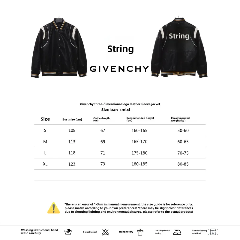 Givenchy 3D LOGO patchwork leather sleeve jacket