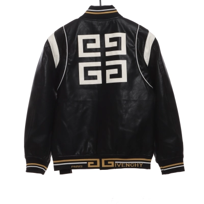 Givenchy 3D LOGO patchwork leather sleeve jacket 02