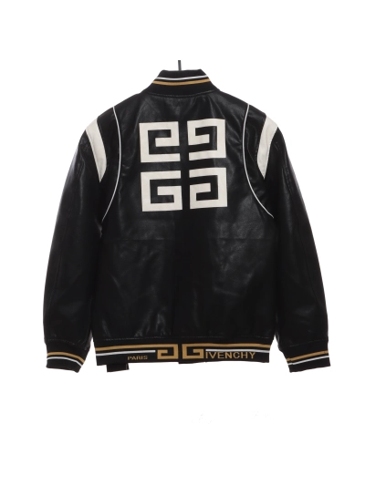 Givenchy 3D LOGO patchwork leather sleeve jacket 02