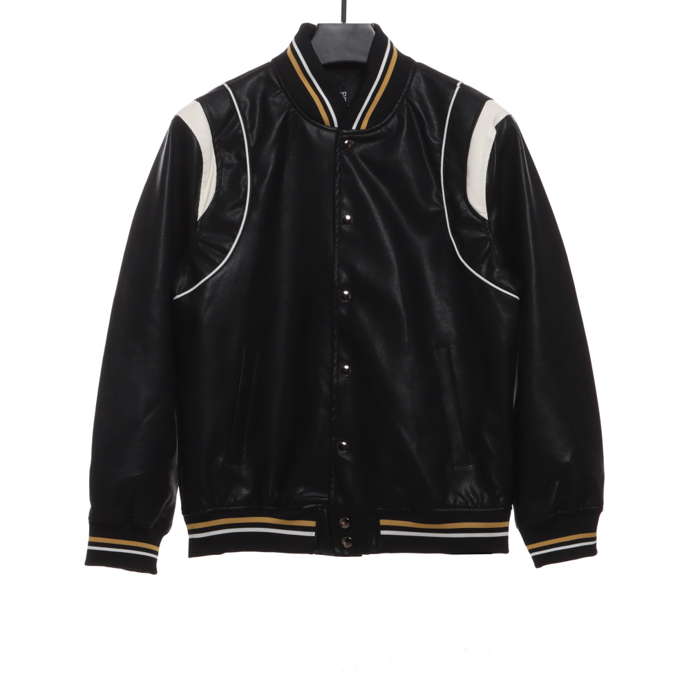  Givenchy 3D LOGO patchwork leather sleeve jacket