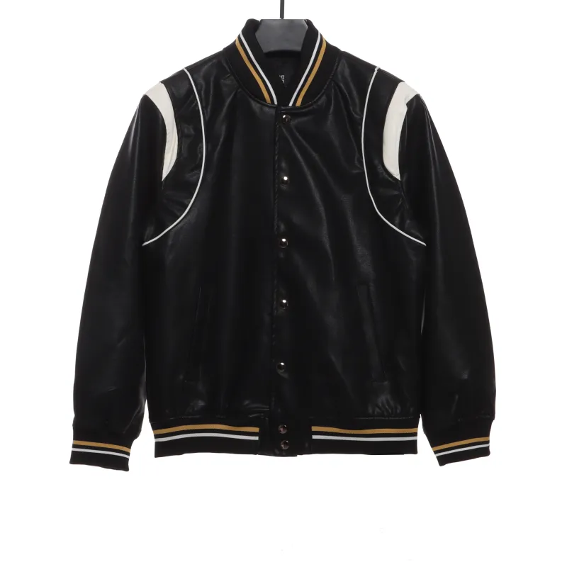 Givenchy 3D LOGO patchwork leather sleeve jacket