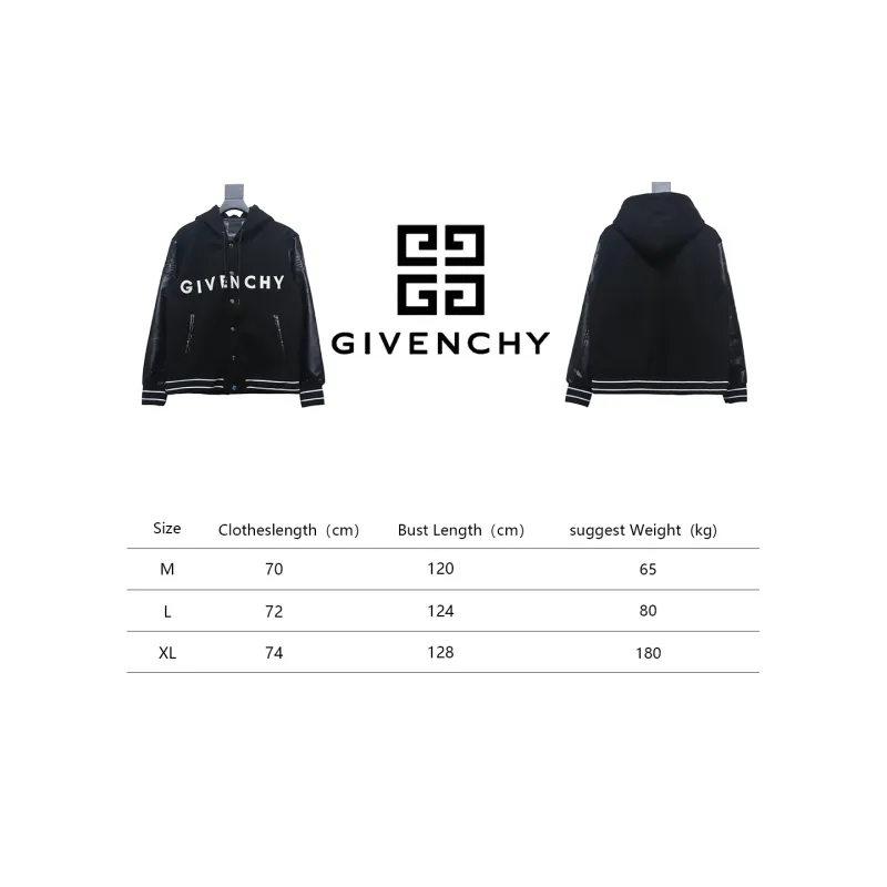  Givenchy three-dimensional sleeve hooded baseball jacket 1902