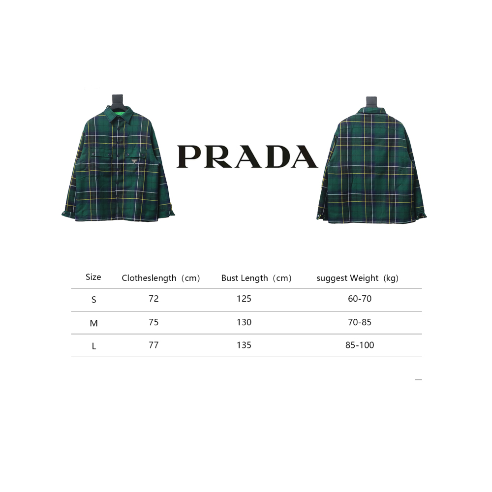 Prada 22FW blue and green plaid cotton jacket
