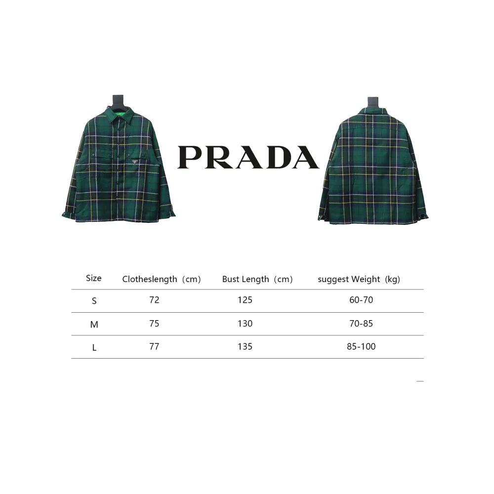 Prada 22FW blue and green plaid cotton jacket