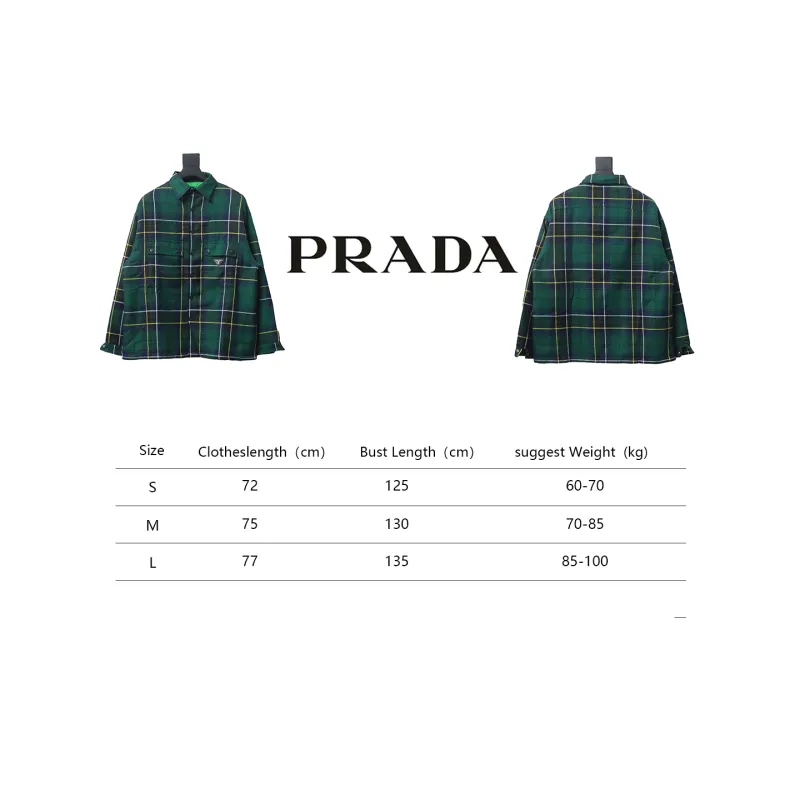 Prada 22FW blue and green plaid cotton jacket