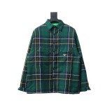  Prada 22FW blue and green plaid cotton jacket